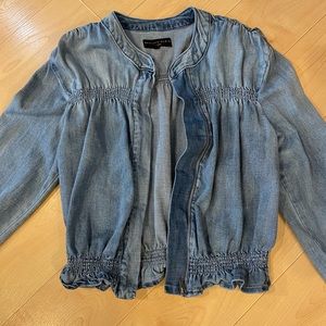 Anthropologie Sanctuary Jolie Cinched Denim Smocked Details Jacket-Sz Small